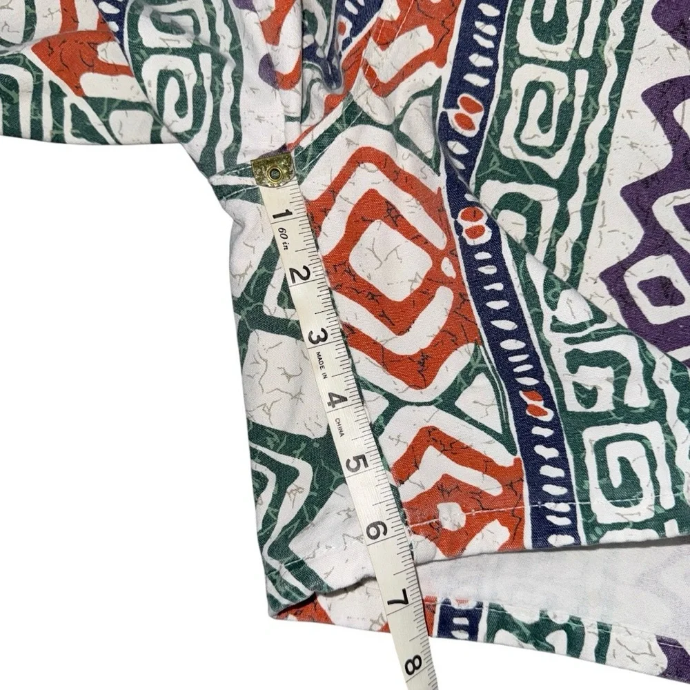 VTG 80s 90s NOT GUILTY High Rise Shorts Sz 5/6 USA Made Bold Aztec Tribal Print